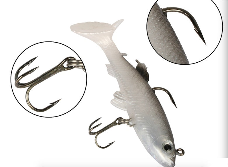 5 Pack of White Paddle Tail Soft Plastic Baits - Perch & Small Pike Lures