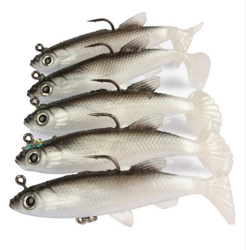 5 Pack of White Paddle Tail Soft Plastic Baits - Perch & Small Pike Lures
