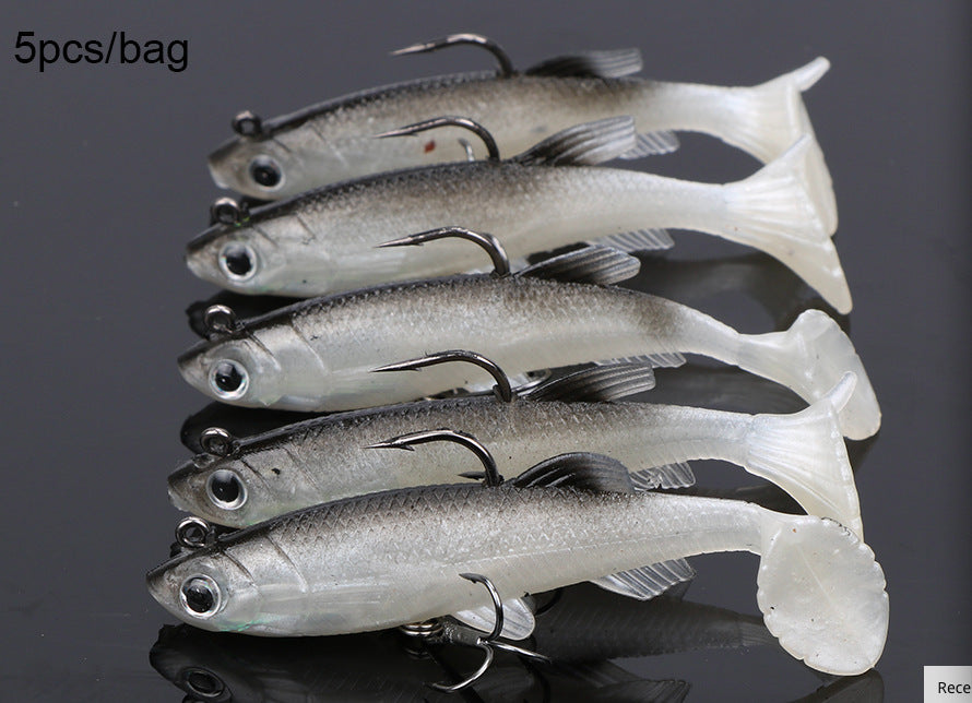 5 Pack of White Paddle Tail Soft Plastic Baits - Perch & Small Pike Lures